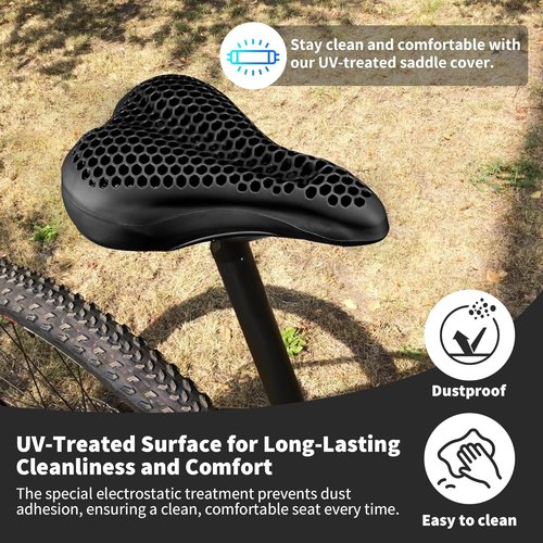 DAWAY Comfortable Bike Seat Cover - Silicone Gel & Memory Foam Padded Bike Seat Cushion for Men Women - Soft Bicycle Saddle Cover for Peloton, Stationary Exercise, Mountain Road Bikes - XL/Large/Small
