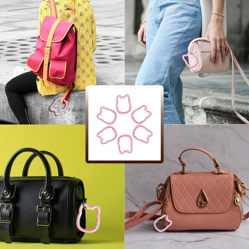 WTYONZEL 6 Pack Pink Cute Carabiner Keychain Clips Cat Shape Carabiner Clip Aluminum Ring Climbing Clips for Keychains, Water Bottle Holders, Dog Leashes and More