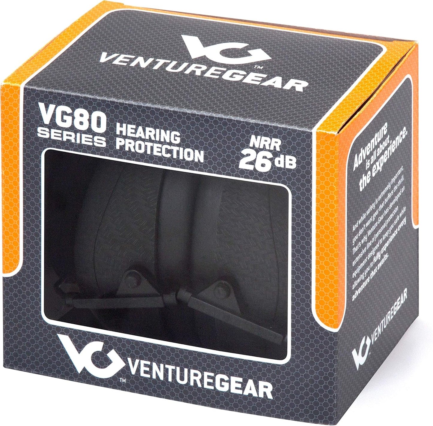 Venture Gear VG80 Series Adult Hearing Protection Earmuff, Hi Vis Orange, VG Clamshell (Model: VGPM8041C)