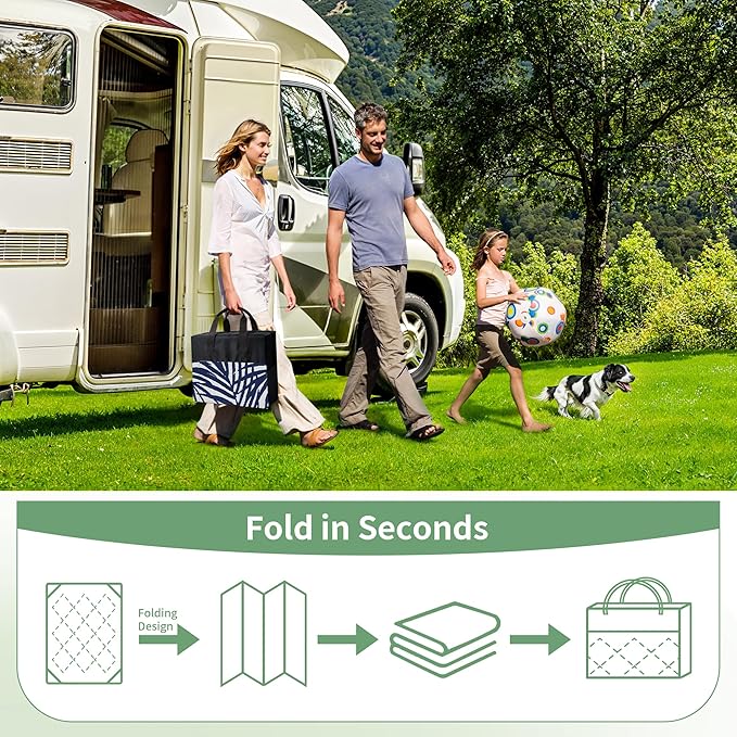 GENIMO Outdoor Rug 6' x 9' Waterproof for Patio Clearance, Reversible Plastic Straw Camping Carpet, Lightweight Mats for Rv, Backyard, Deck, Porch, Picnic, Beach, Balcony, Blue & White