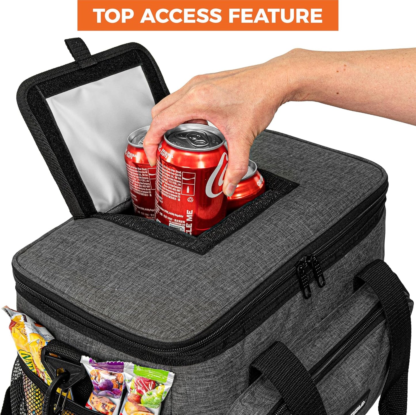 OPUX Soft Cooler Bag, Insulated Collapsible Lunch Cooler Bag for Men Work Camping Beach Travel, Portable Soft Sided Leakproof Waterproof Large Lunch Bag Box with Shoulder Strap 18 Cans, Heather Navy