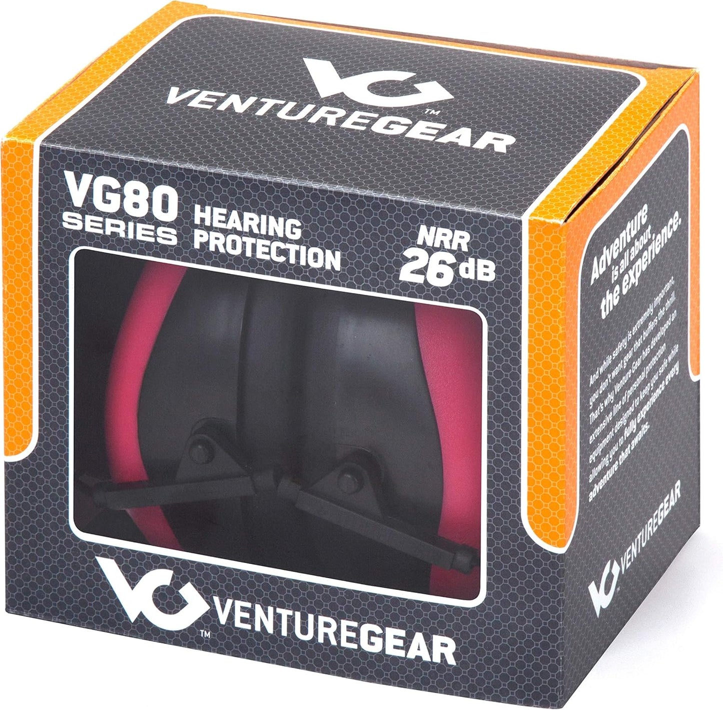 Venture Gear VG80 Series Adult Hearing Protection Earmuff, Hi Vis Orange, VG Clamshell (Model: VGPM8041C)