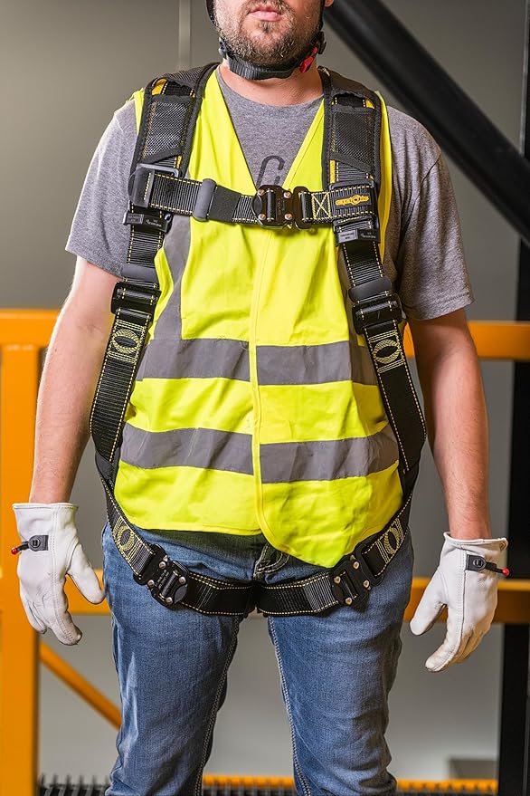 Guardian 21048 Cyclone Harness with QC Chest/QC Leg/No Waist Belt/Non Construction, Black/Yellow