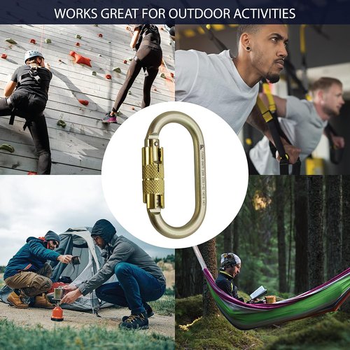 Auto Locking Carabiner 25KN (5-Pack)- Fusion Climb® Ovatti- Professional Rock Climbing Carabiner- Heavy Duty Steel- Auto Locking Carabiner for Climbing, Rappelling, D Shaped- UIAA ANSI Compliant
