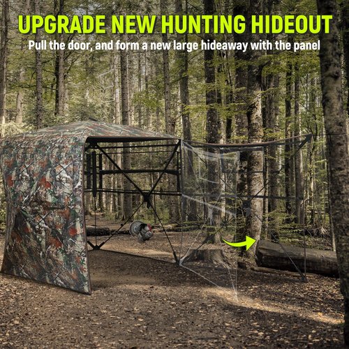 Rhino Valley Hunting Blind 360° See Through, 2-3 Person Pop Up Ground Blinds with Carrying Bag, Portable Resilient Hunting Tent with Silent Magnetic Door & Sliding Windows for Deer Turkey