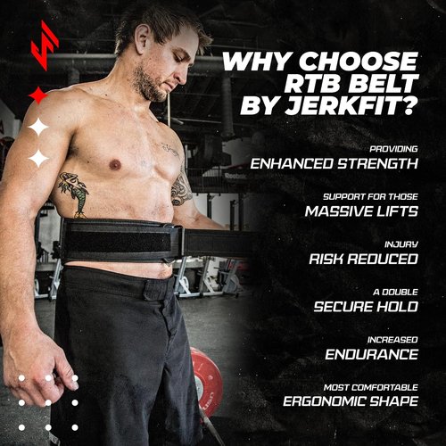 Jerkfit RTB Weight Lifting Belt - Neoprene Weight Belt for Men and Women - Heavy Duty Gym Belt - Deadlift Belt for Powerlifting, Squats, Strength Training, Bodybuilding