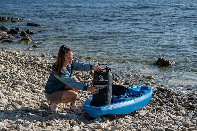 EARTH&RIVER Premium Dry Bag Backpack, Extra Thick, Protection for All Water Activities & Camping, Floating Lightweight Dry Bag with Inside Pocket Storage & IPX8 Waterproof Phone Case (Black, 30L)