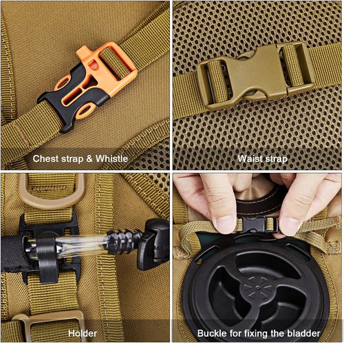 G4Free Military Tactical Hydration Pack Water Backpack with 3L Upgraded Bladder for Hiking Running Cycling