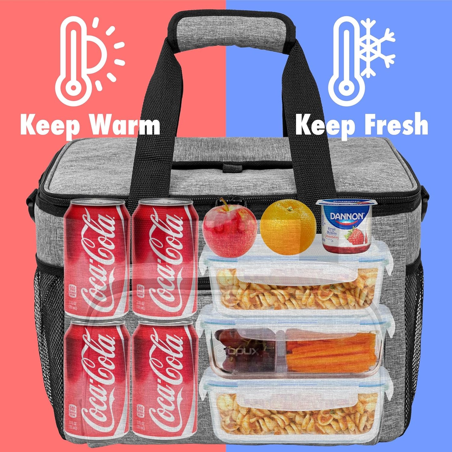 OPUX Soft Cooler Bag, Insulated Collapsible Lunch Cooler Bag for Men Work Camping Beach Travel, Portable Soft Sided Leakproof Waterproof Large Lunch Bag Box with Shoulder Strap 18 Cans, Heather Navy