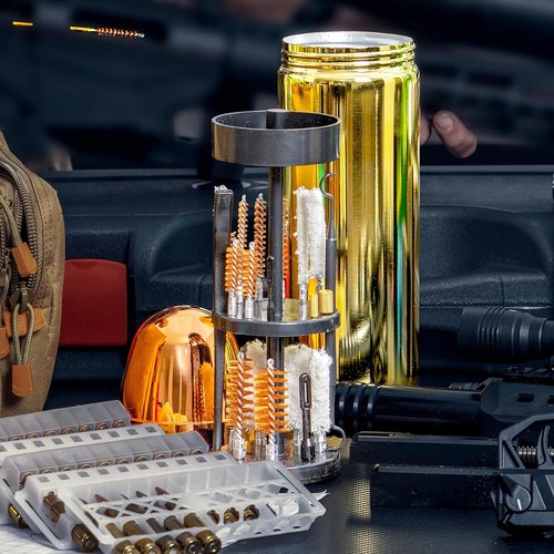 Deluxe Gun Cleaning Kit with Registered Trademarked Aluminum Bullet Shaped Storage Case, Cleaning Tools to Effectively Maintain Handguns, Shotguns and Rifles.