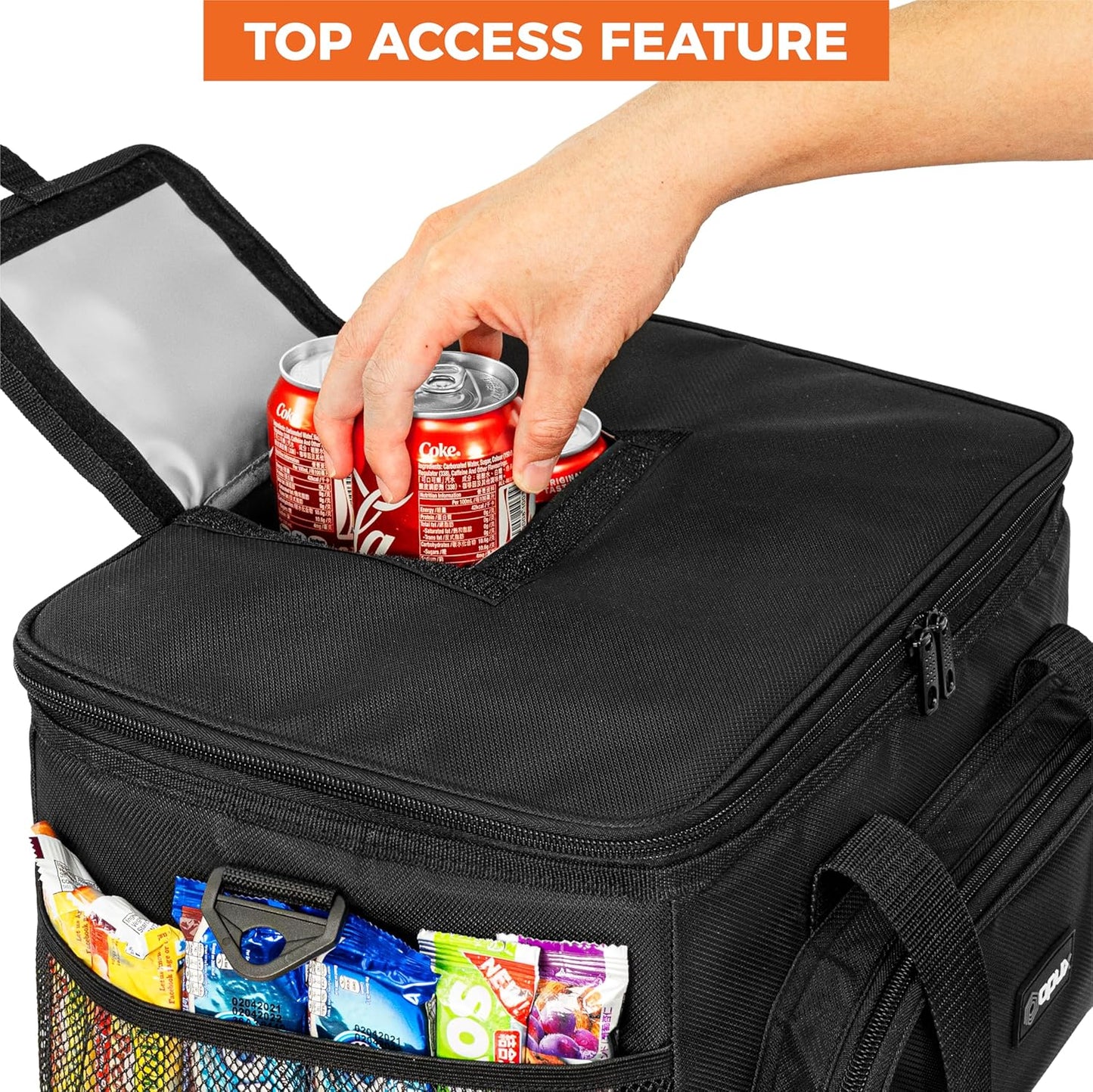OPUX Soft Cooler Bag, Insulated Collapsible Lunch Cooler Bag for Men Work Camping Beach Travel, Portable Soft Sided Leakproof Waterproof Large Lunch Bag Box with Shoulder Strap 18 Cans, Heather Navy