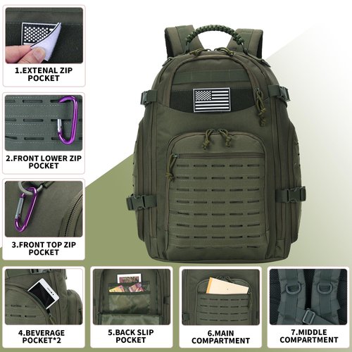 30L Hiking Backpack Lightweight Outdoor Daypack Camping Backpack Outdoor Travel Daypack Day Pack for Man Woman (Army Green)