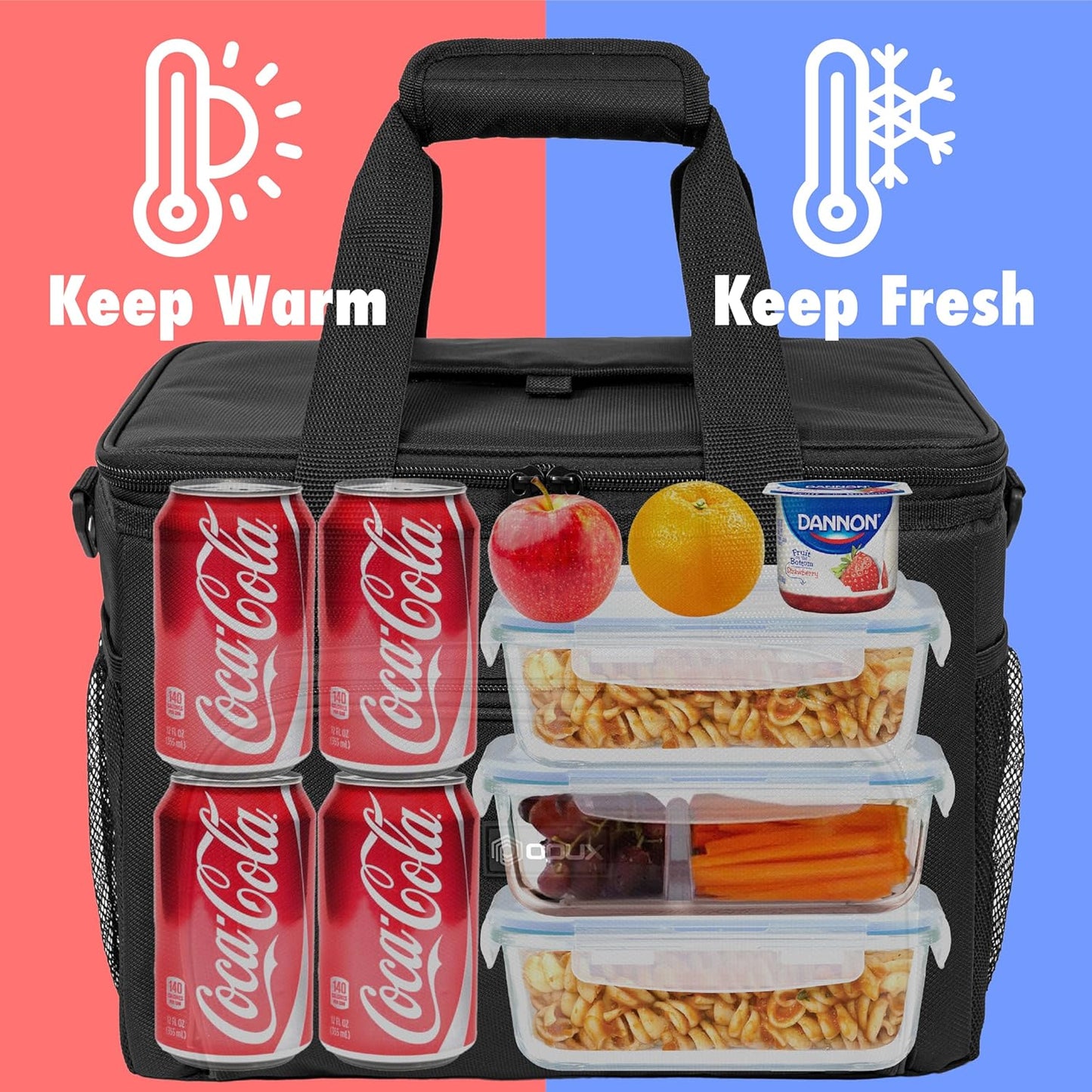 OPUX Soft Cooler Bag, Insulated Collapsible Lunch Cooler Bag for Men Work Camping Beach Travel, Portable Soft Sided Leakproof Waterproof Large Lunch Bag Box with Shoulder Strap 18 Cans, Heather Navy