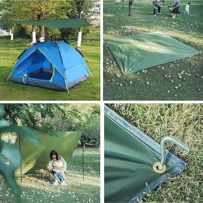 Azarxis Waterproof Camping Tent Tarp Hammock Rain Fly Footprint Ground Cloth Shelter Sunshade Beach Picnic Blanket Mat for Outdoor Camping Park Lawn