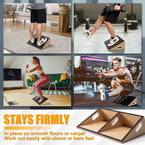 MIUONO Slant Board, Calf Stretcher Slant Board for Calf Stretching, Squats, Knees Over Toes, Weightlifting, and Fitness, Larger Board Capability for More Professional Workout