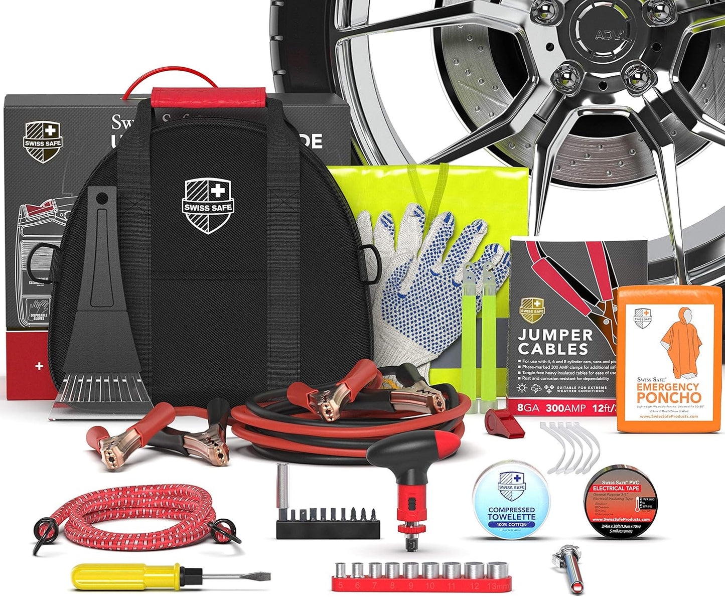 Swiss Safe 2-in-1 First Aid Kit for Car, Travel & Home, Businesses - Bonus Mini Kit for Medical Emergency Aid, Survival, Camping - 64 Piece, Travel FAK