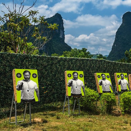 Weekgrat 25 Pcs 12 x 18 Inch Bad Man Paper Shooting Targets Paper Silhouette Targets for Range Fluorescent Yellow Human Designed Target for Shooting Enthusiasts Indoors Outdoors