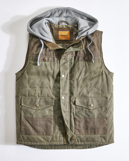 Venado Defender Concealed Carry Hooded Vest - Interior Conceal Carry Pockets (Moss, 2XL)