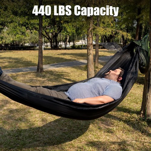 Night Cat Camping Hammock Tent: Lightweight Portable 4 in 1 Hammock with Rain Tarp and Mosquito Net for Hiking Jungle Outdoor Green