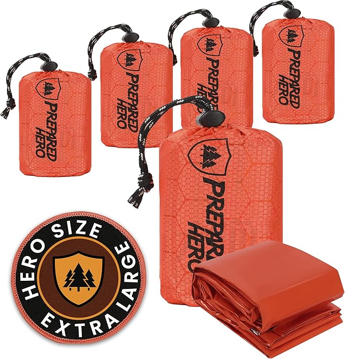 Prepared Hero Survival Bag - Emergency Sleeping Bag, Thermal Bivy Sack for Camping, Hiking, Outdoor. Lightweight, Portable, Survival Shelter.