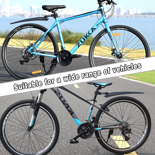 WEEROCK Front and Rear Bike Fender Frame Downtube Bicycle Mudguard and Adjustable Rear Bike Fender for 24 26 28 Inch Bicycle, Mountain Bike,MTB, Road Bike