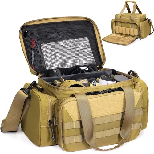 ONETIGRIS Gun Range Bag, Hunting Shooting Range Bags for Handgun with 3 Removable Dividers 6 Elastic Mag Strap, Duffle Bag for Shooting, Fishing, Hiking, Outdoor, Sports