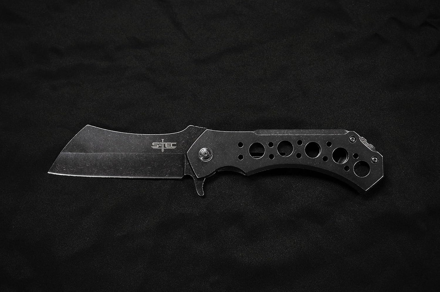 S-TEC 12-inch Rugged Chef Field Tactical Folding Cleaver (Matte Black)