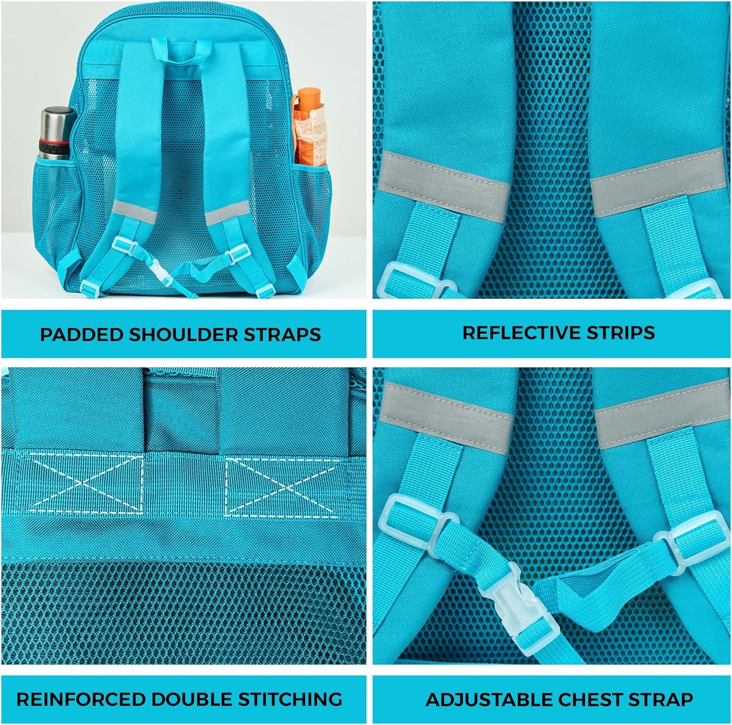 SHYLERO Mesh Backpack XXL (36L) - Lightweight Heavy-Duty Clear Backpack Made of Reinforced 3D Mesh - H19.6 xW15 xD7