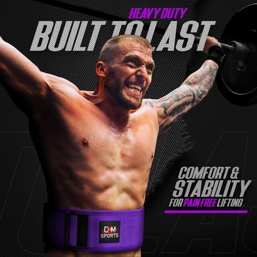 DXM SPORTS Self-Locking Weight Lifting Belt - Men Women Gym Fitness Strength Training, Bodybuilding Powerlifting Weightlifting Workout, Deadlift Squat, Pro Exercise Belt (Purple, XX-Large)