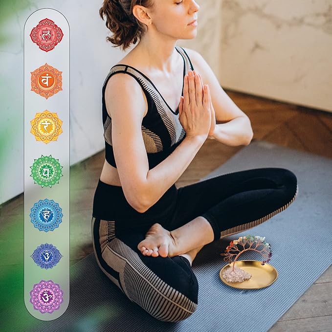 ZenBless 7 Chakra Crystal Tree Incense Holder Palo Santo Holder Sage Burner 5.5 inches Brass Ash Catcher for Incense Sticks/Coil Incense/Incense Cones Yoga Meditation Zen Spiritual Room Home Decor