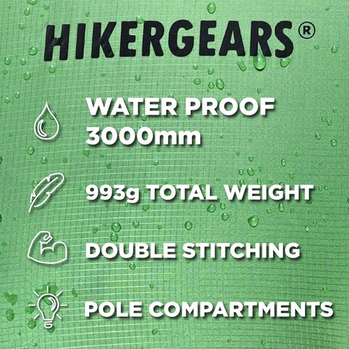 HIKERGEARS Camping Tarp 10x10 ft (3x3 m) Waterproof Lightweight Rain Fly - Backpacking, Hammock Shelter, Emergency Survival Tent, Durable, Compact All-Weather Cover