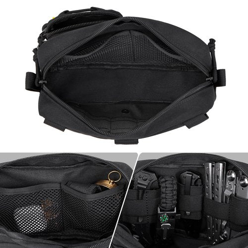 JIPIMON Tactical Molle Pouch, Water-Resistant Admin Pouch with US Flag Patch, Utility Molle Pouches for Tactical Vest Backpack (Black)