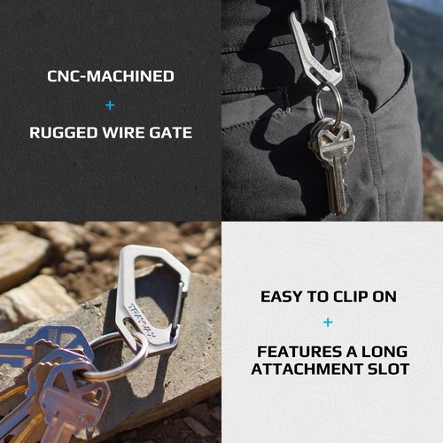 Trayvax Carabiner Clip, Heavy Duty EDC Quick Release Keychain with Attachment Point for Keys, Key Clip for Everyday Carry, Titanium