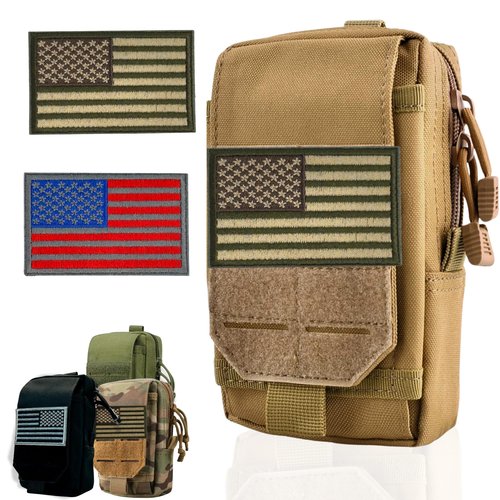 BellaVitas Tactical Molle Pouch Small Notebook Cover EDC Utility Bag Tool Pouch Phone Pouch Holder with US Flag Patch