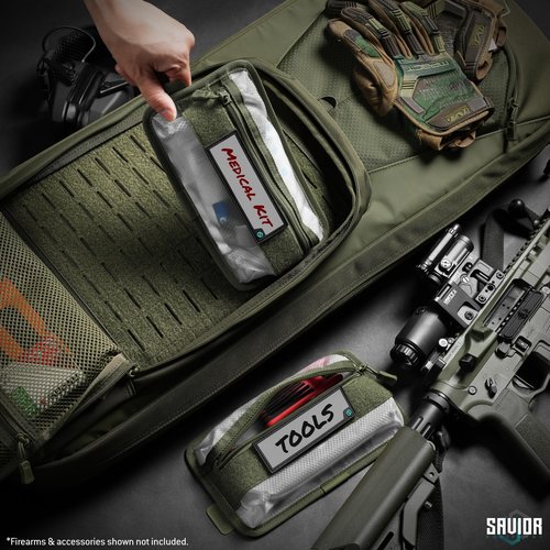 Savior Equipment Core Tactical Mesh Zipper Pouch, 9" x 5" Modular EDC Tool Organizer w/Writable ID Patches, 2-Pack, Gray