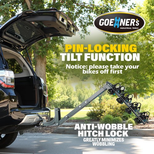 Upgrade 2.0 Hitch Bike Rack – Heavy-Duty Dual Locking, 240LBS Max Load | Hanging Bike Carrier for Car, SUV, Truck & RV with 2” Receiver, High-Strength Double Arms for Enhanced Stability