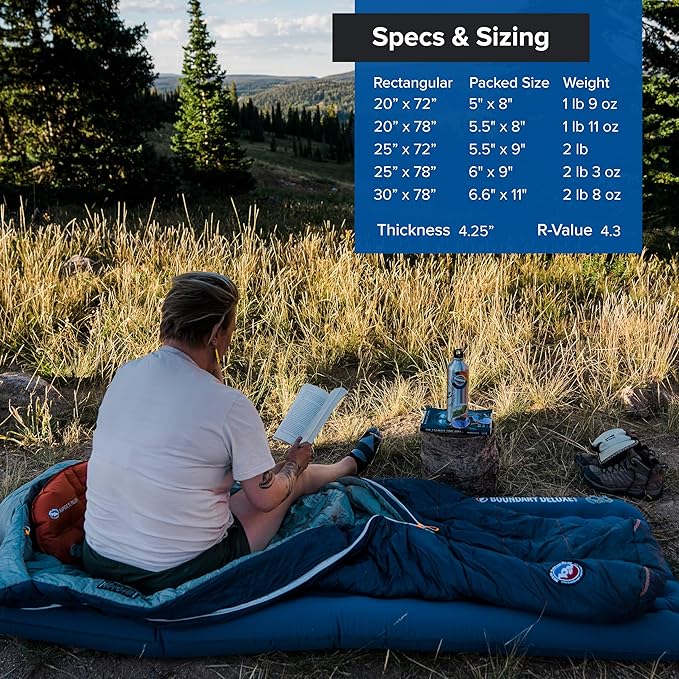 Big Agnes, Boundary Deluxe, Insulated Sleeping Pad, Long, Gibraltar Sea, (20X78)