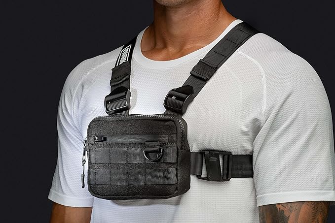 MVRK Water Resistant Chest Bag - Lightweight Tactical Chest Bag For Outdoor Training, Running Chest Pack For Men With Extra Storage