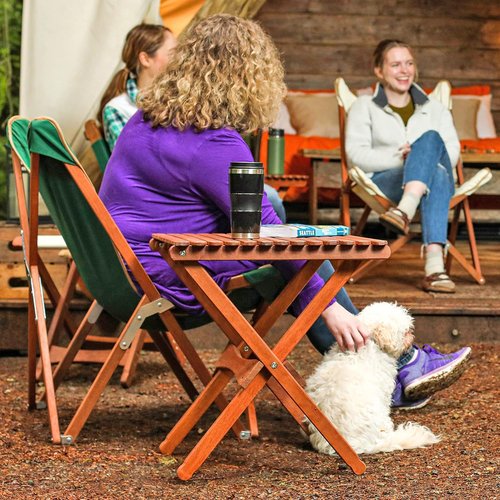 BYER OF MAINE, Pangean Folding Wooden Table, Easy to Fold and Carry Wooden Camp Table, Match Pangean Furniture, 20" L x 20" W x 22" H