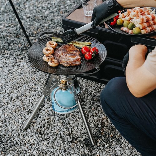 Onlyfire Portable Camping Stove with Storage Bag, Foldable Backpacking Stove, Propane/isobutane Gas Stove with Piezo Ignition, Camp Stove for Outdoor Cooking Hiking Picnic Patio, Stainless Steel GS350