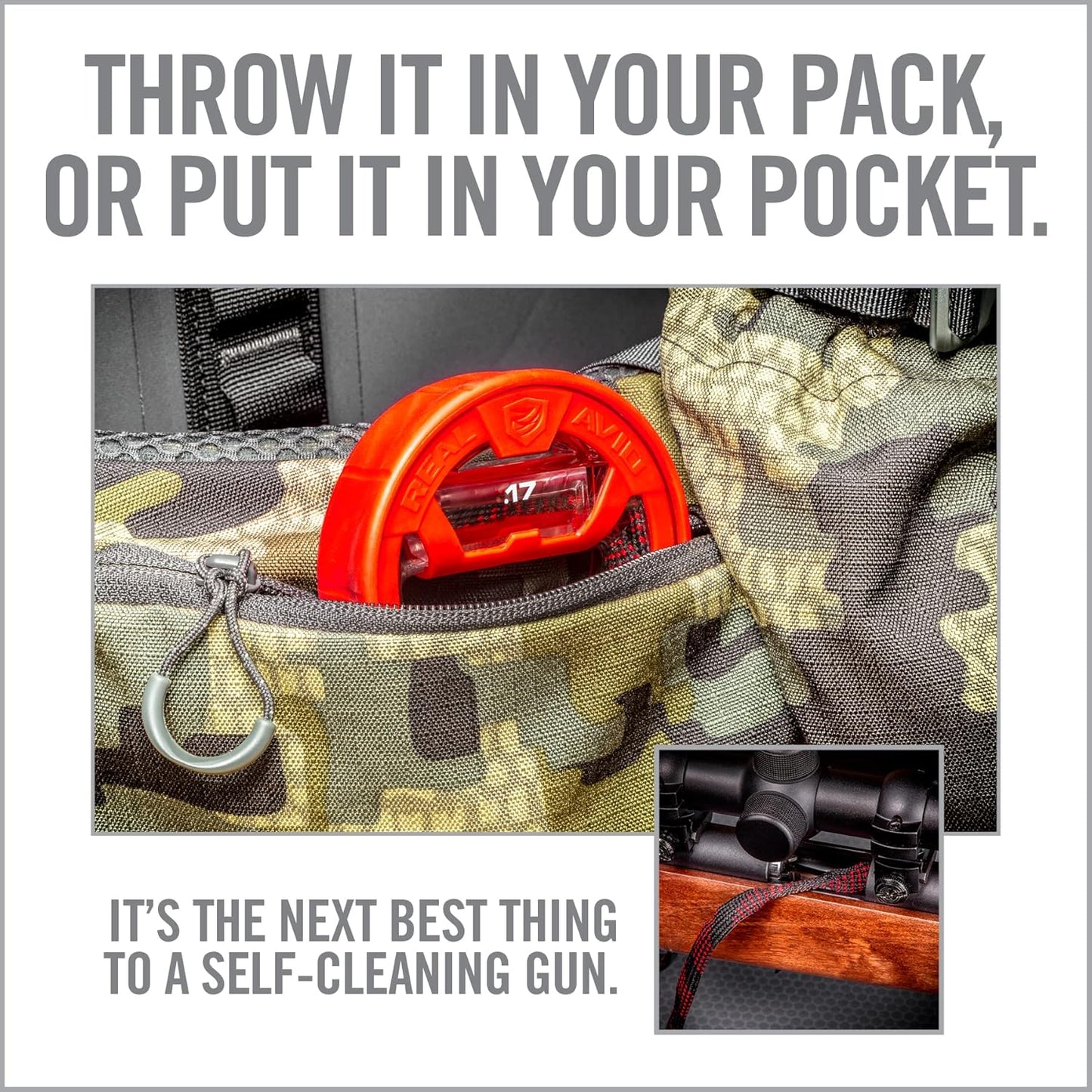 Real Avid Bore Boss Gun Cleaning System - Rapid Pull Through Barrel & Bore Cleaning Cable with Integrated Brush & Mop - Choose Style Below
