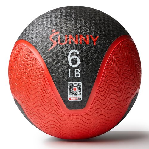 Sunny Health & Fitness 6LB Medicine Ball, Textured Rubber, Core Strength & Balance Training, Bouncing, Weight for Home Workouts SF-EB03-6
