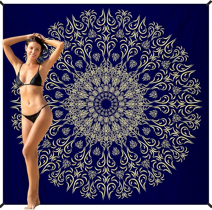 BYDOLL Beach Blanket 78''X81'' 4-7 Adults Oversized Lightweight Waterproof Sandproof Blanket for Beach Large Picnic Mat Travel Camping