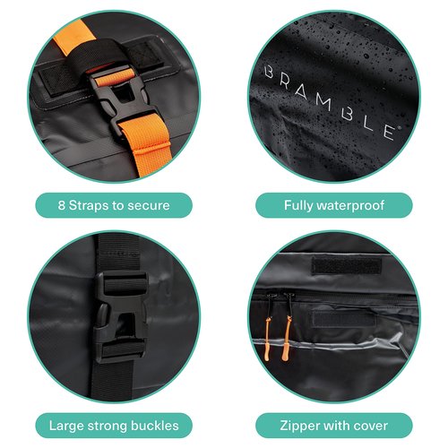 BRAMBLE Strong Car Roof Bag Rooftop Cargo Carrier 20 Cubic Feet, 100% Waterproof & Tear Resistant Car Roof Cargo Carrier, Fit for All Cars with/Without Roof Rack, Include Non-Slip Mat, Hooks, Straps