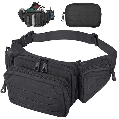 MOZETO Mens Fanny Pack, Heavy Duty Fanny Pack Holster for Full Size Pistol, Tactical Concealed Carry Gun Bag