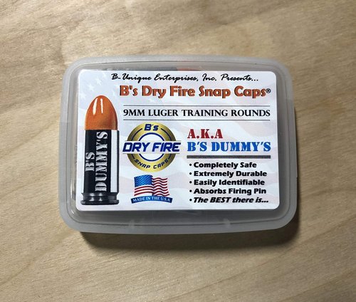 B's Dry Fire Snap Caps - A.K.A. B's Dummy's - Dummy 9mm Luger Training Caps (5 Pack) (Orange Nickel)