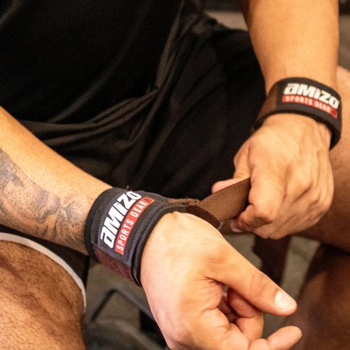 Amizo Lifting Wrist Straps for Weightlifting (1 Pair) 18 Inches Neoprene Cushioned Wrist Padded for Bodybuilding, Powerlifting, Strength Training, & Deadlifts