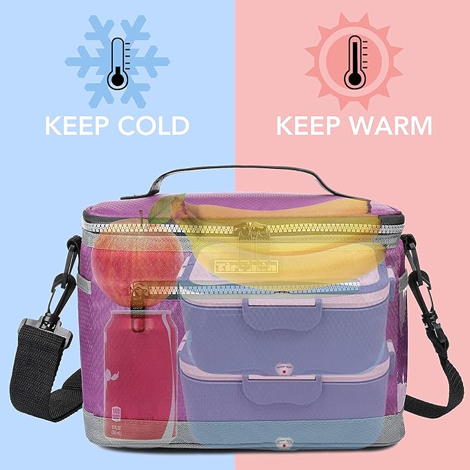 Tirrinia Insulated Lunch Bag for Women Men, Leakproof Thermal Reusable Lunch Box Tote for Adult by Tirrinia, Lunch Cooler for Office Work, Purple