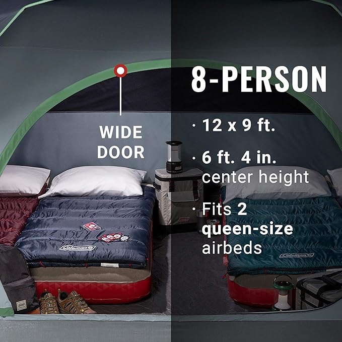 Coleman Skydome Tent with 5 Minute Setup,Weatherproof Tent with Rainfly & Carry Bag, 20% More Headroom Than Traditional Canopies