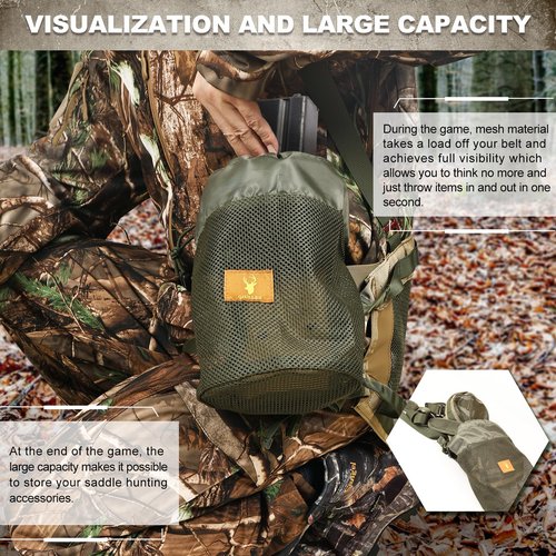 QIULLEN Ultralight Saddle Hunting Dump Bag - Silent Noiseless Fabric with Drawstring Closure, Foldable Design for Tree Stand Accessories | Fits Hunting Belt & MOLLE System | Compact Roll-Up Pouch